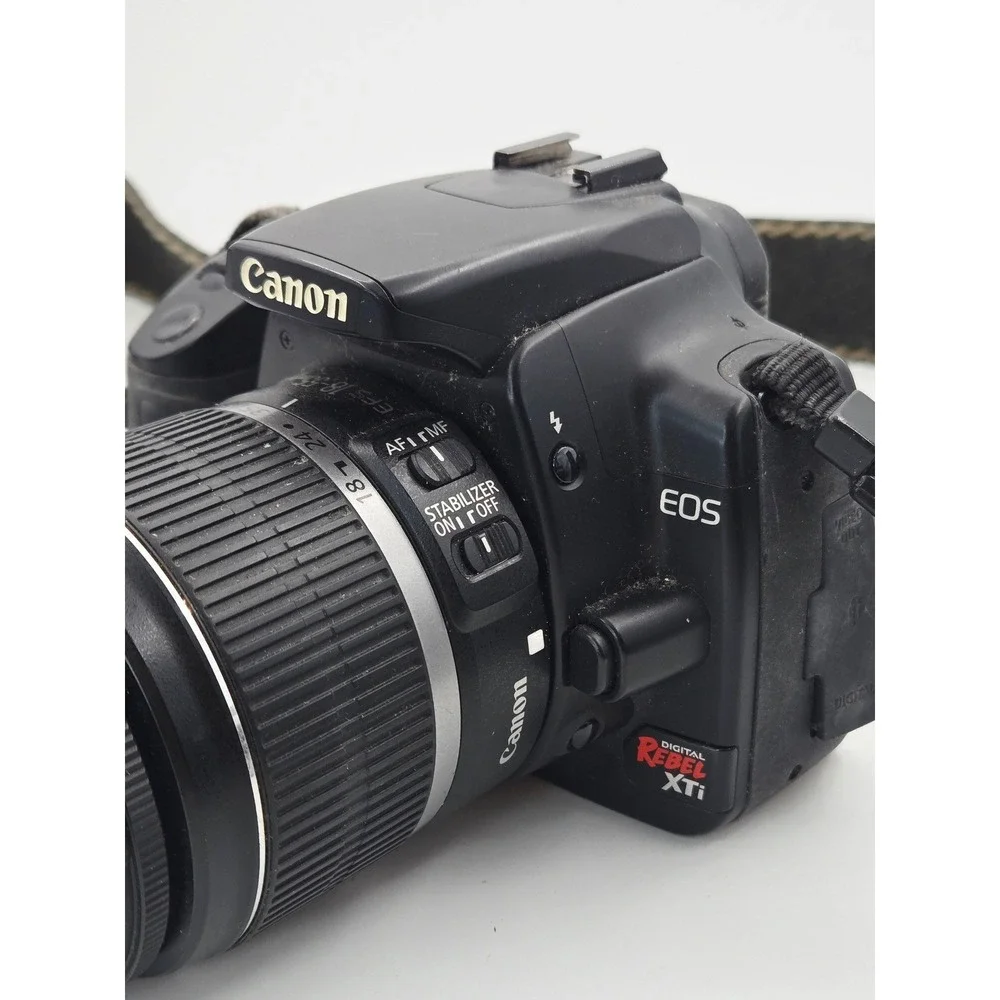 Canon EOS Digital Rebel XTi DSLR Camera Black w 18-55mm IS Lens- 50mm Lens WORKS